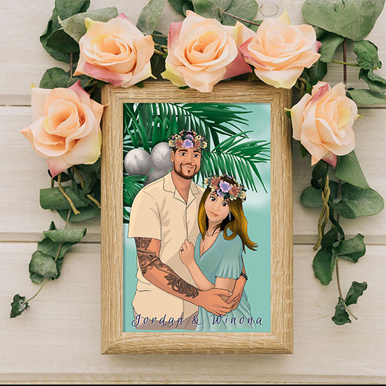 Photo du couple avant illustration personnalisée