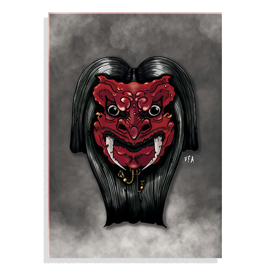 masque japonais de démon rouge – théâtre Nô traditionnel