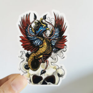 Sticker vinyle “Crâne & Phénix”