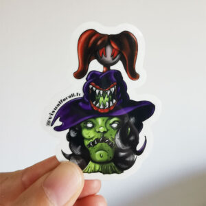 Sticker vinyle “Tête réduite de sorcière”