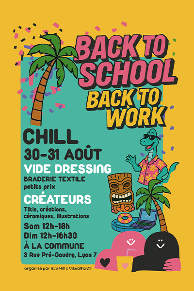 affiche d'un marché des créateurs back to school pour la commune à lyon 7