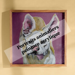portrait animalier unique peint à l’acrylique sur carton entoilé ou châssis 20x20 cm, réalisé d’après photo.