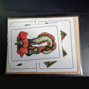 Pack de cartes postales illustrées représentant des créatures fantastiques hybrides mêlant animaux, plantes et univers imaginaires dans un style artistique détaillé.